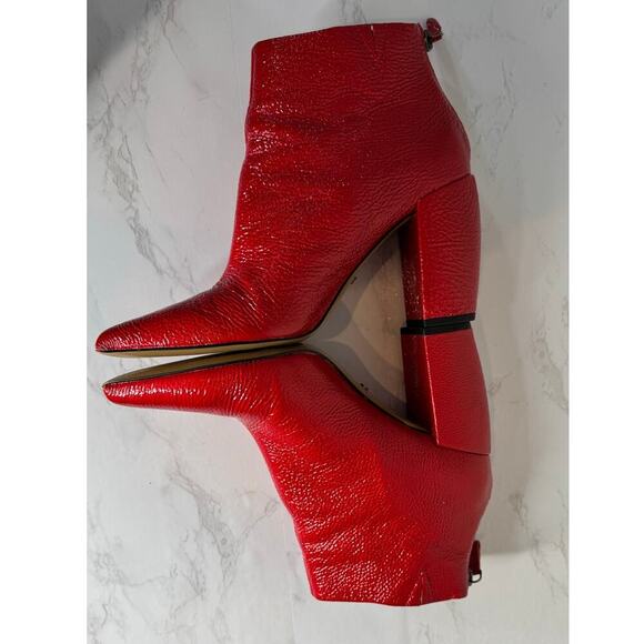 Kenneth Cole Alora Pointy Toe Ankle Bootie Boot Red Patent Leather‎ Boot Sz 9 - Picture 5 of 10